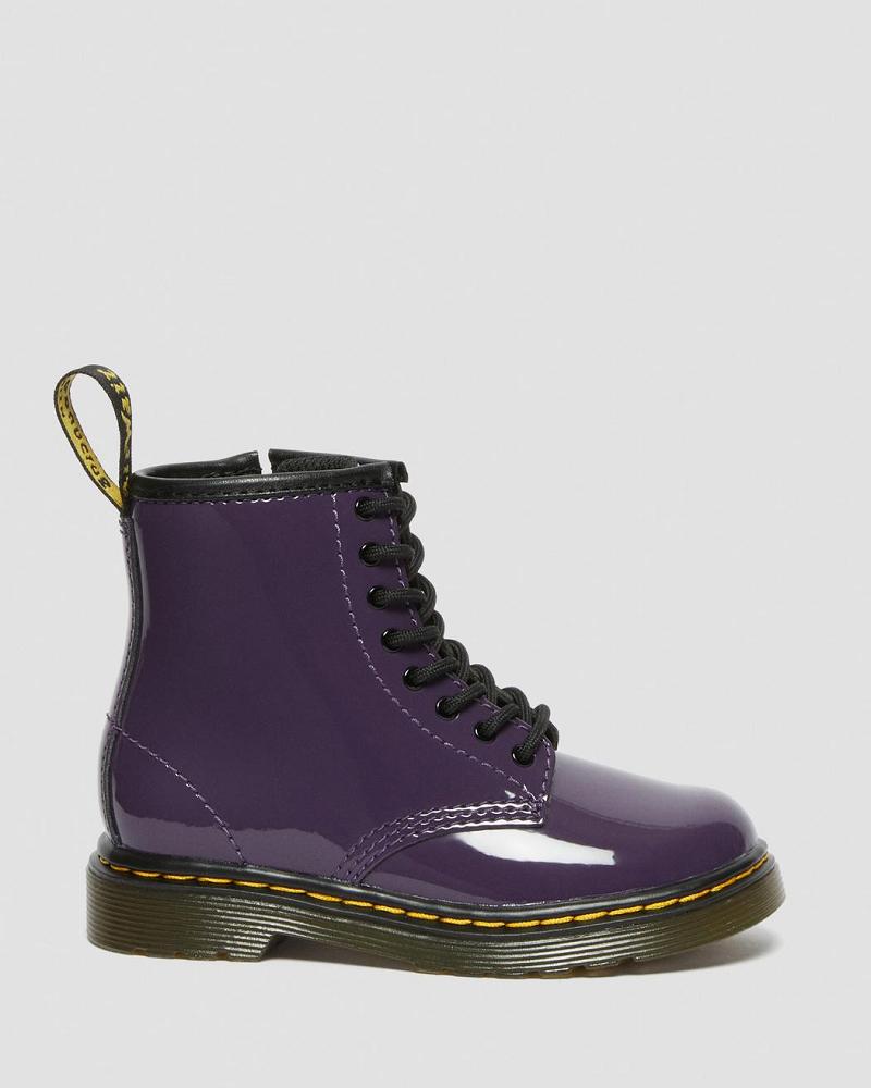 Kids' Dr Martens Toddler 1460 Patent Leather Lace Up Boots Purple | AU 702DFM